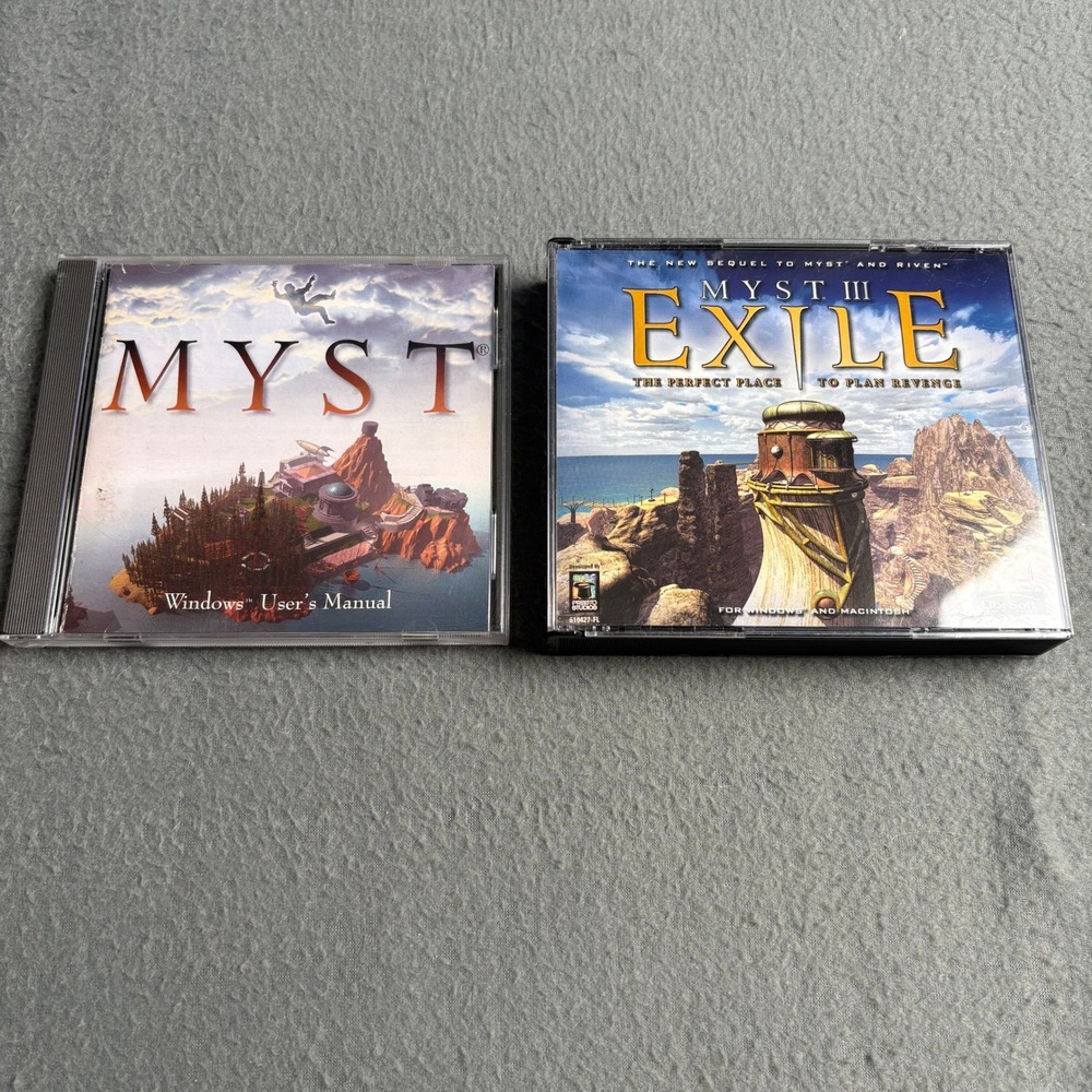 Myst and Myst III Exile PC Game Bundle Windows Mac 5 Disc Set Retro Adventure